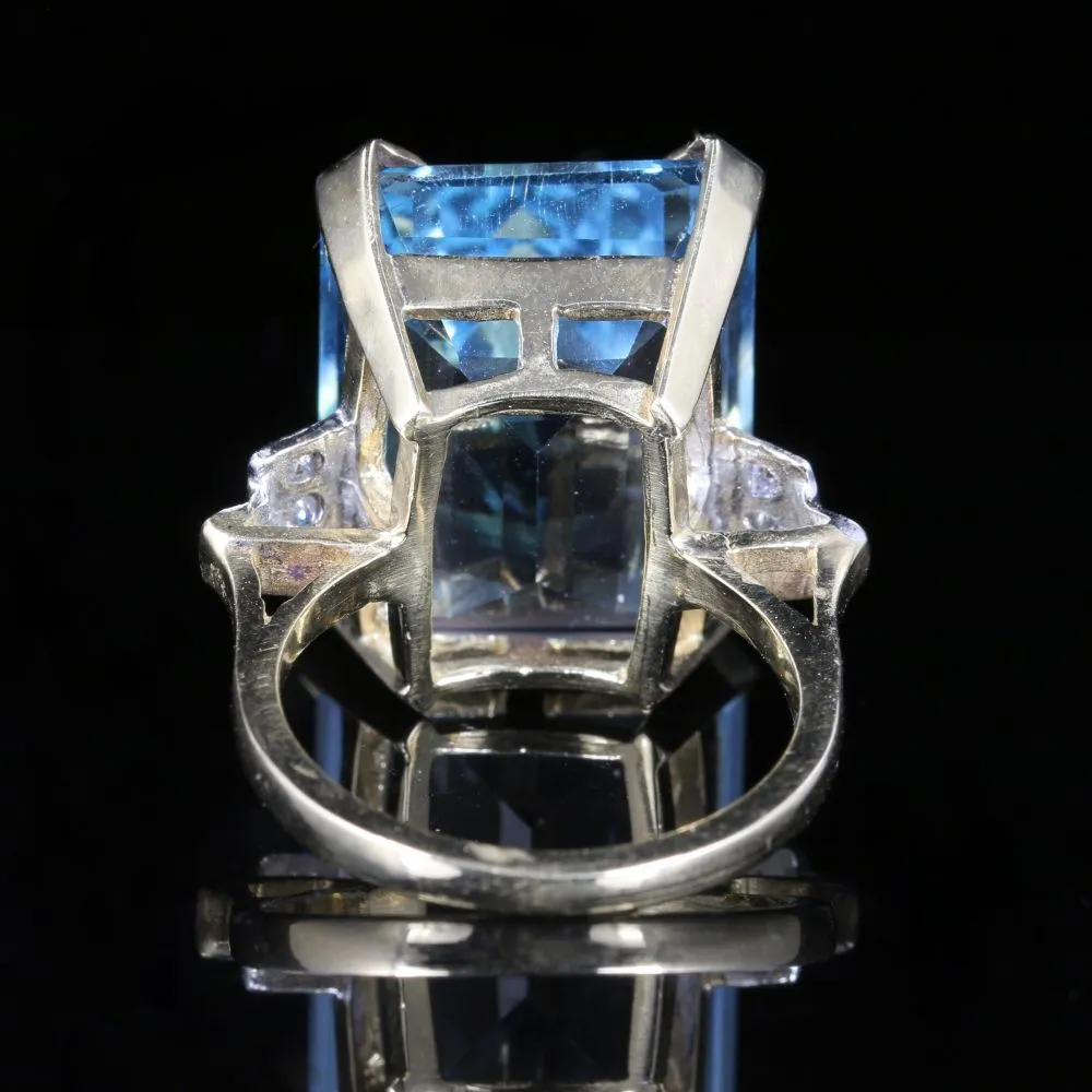 Antique Blue Topaz Diamond Ring 22Ct Blue Topaz 9Ct Gold