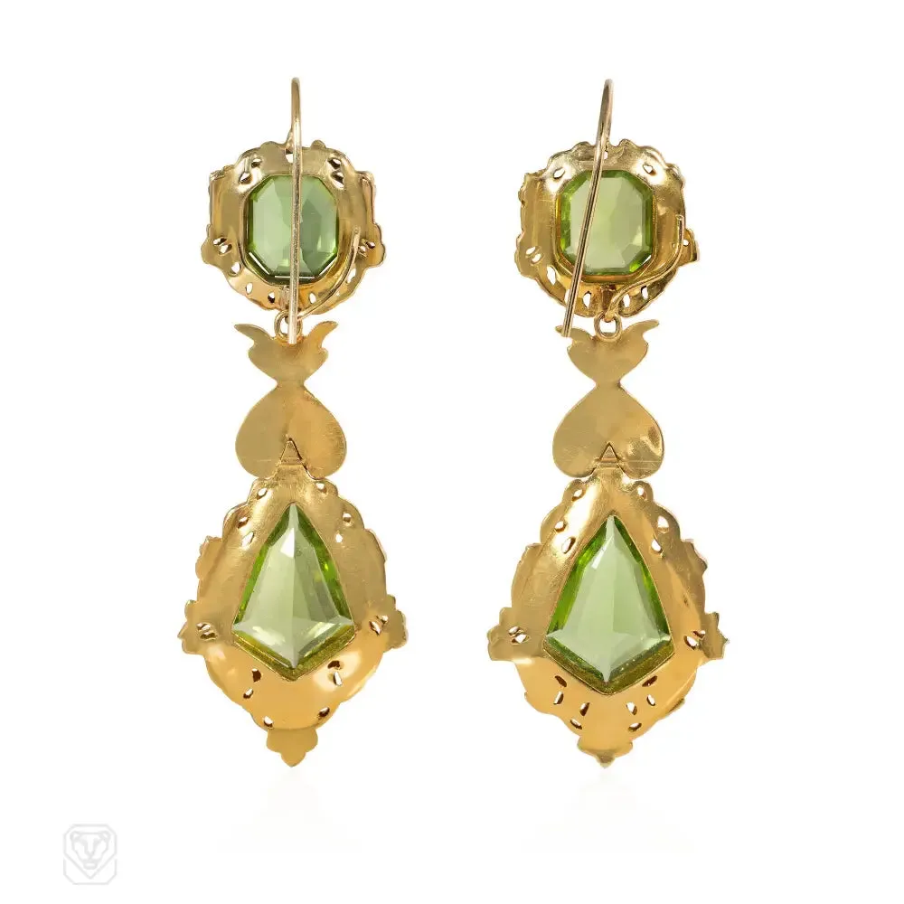 Antique Roccoco peridot and gold demi parure