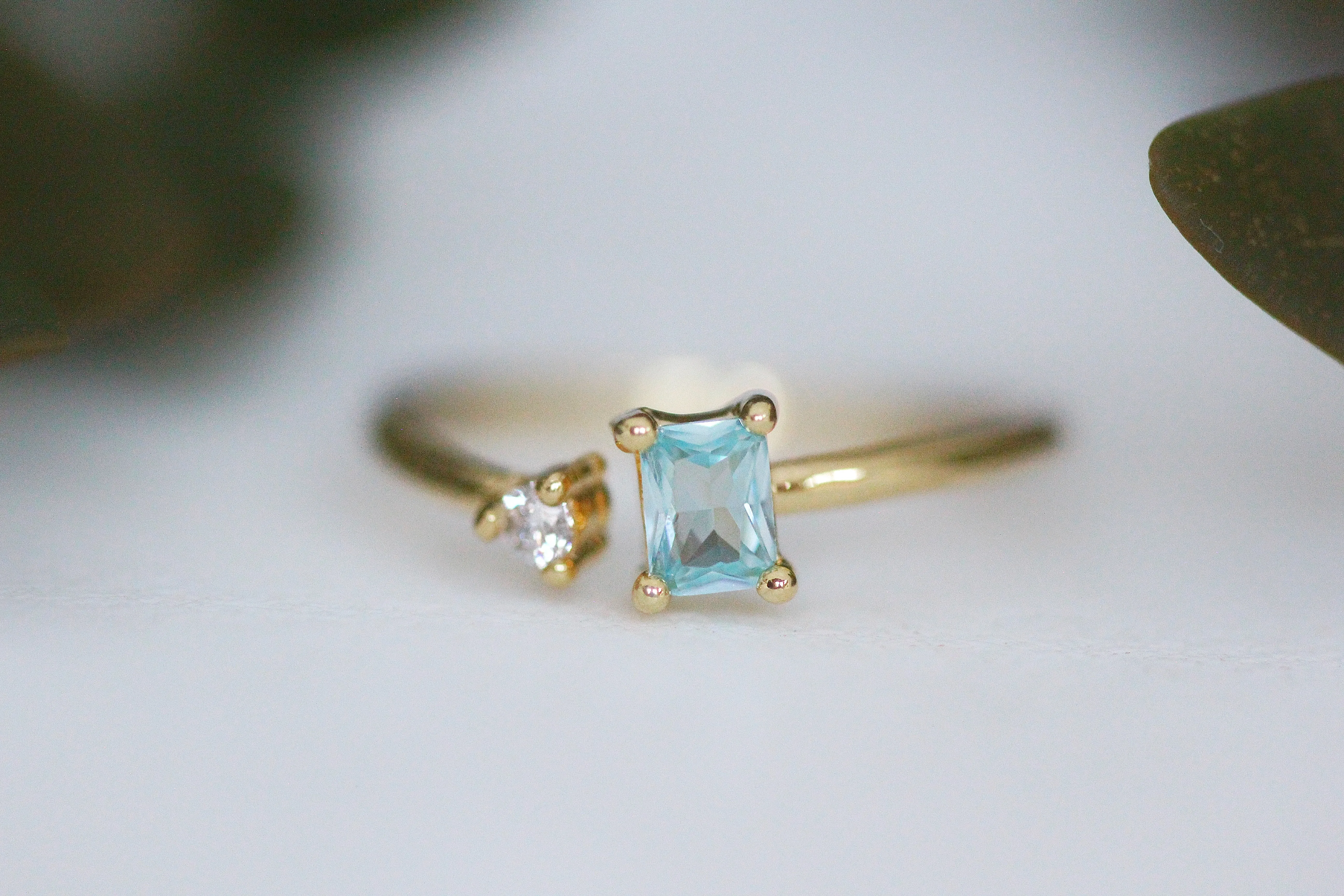 Aquamarine & Crystal Ring