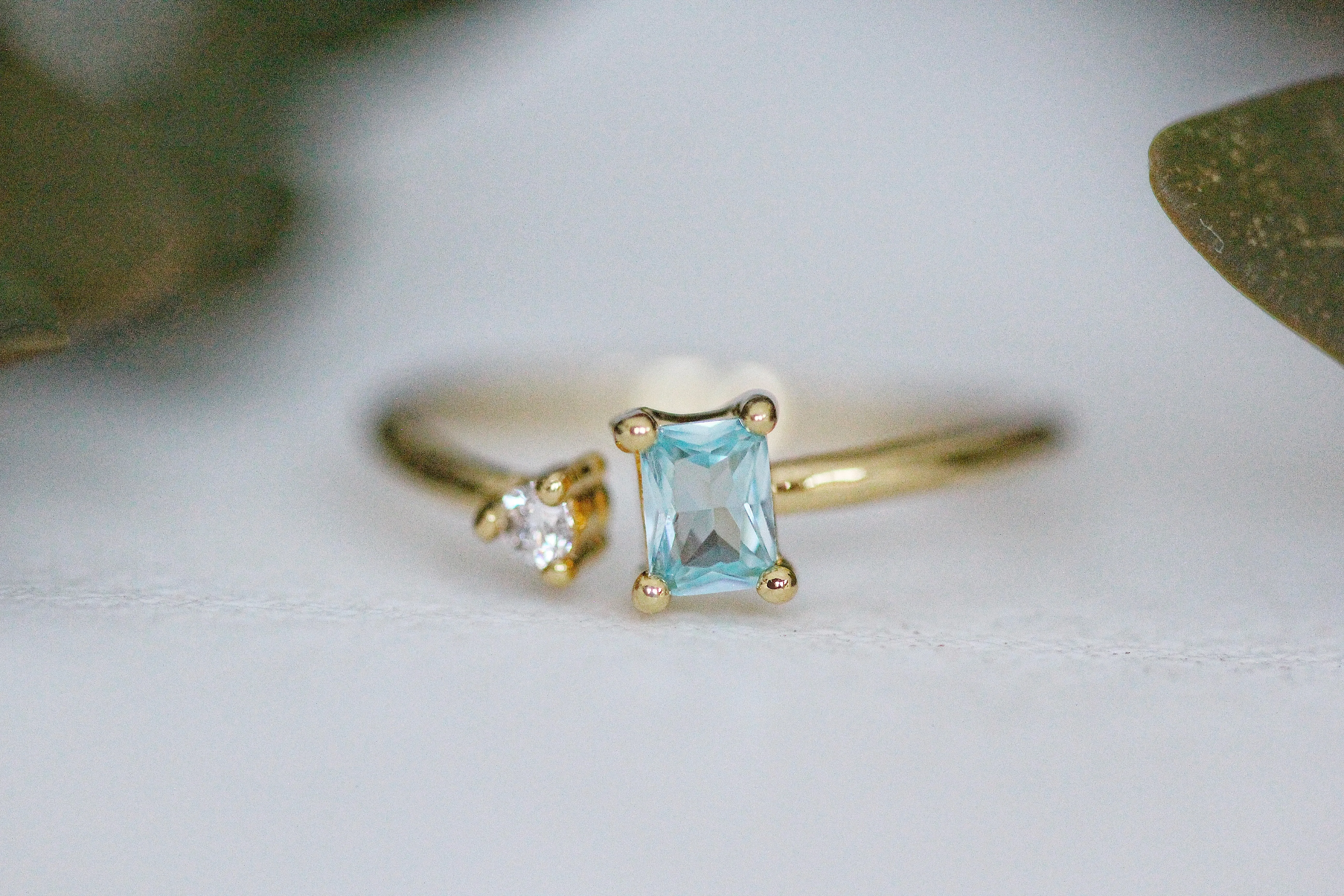 Aquamarine & Crystal Ring