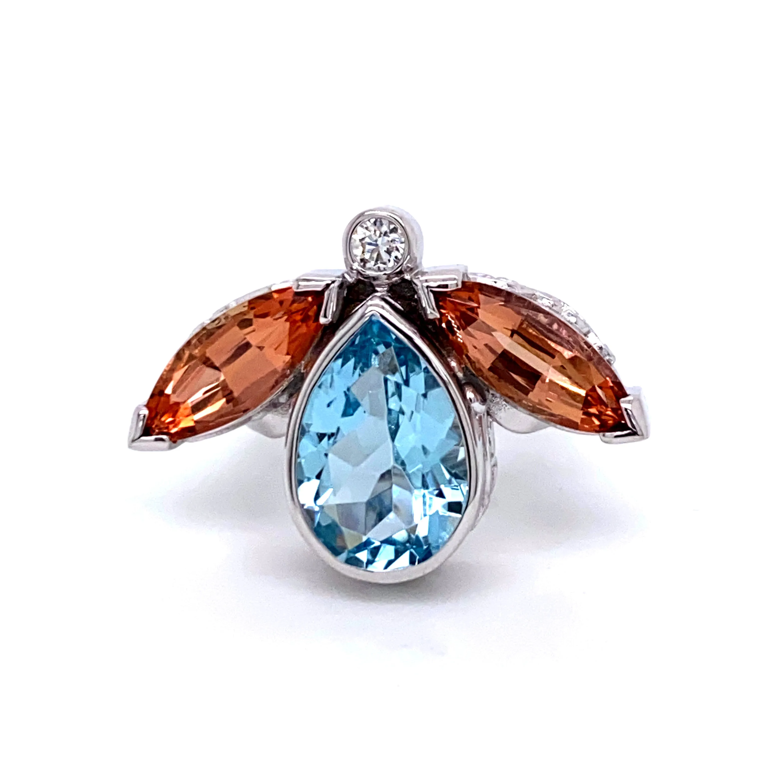 Aquamarine and Precious Topaz "Lotus Flower" Ring