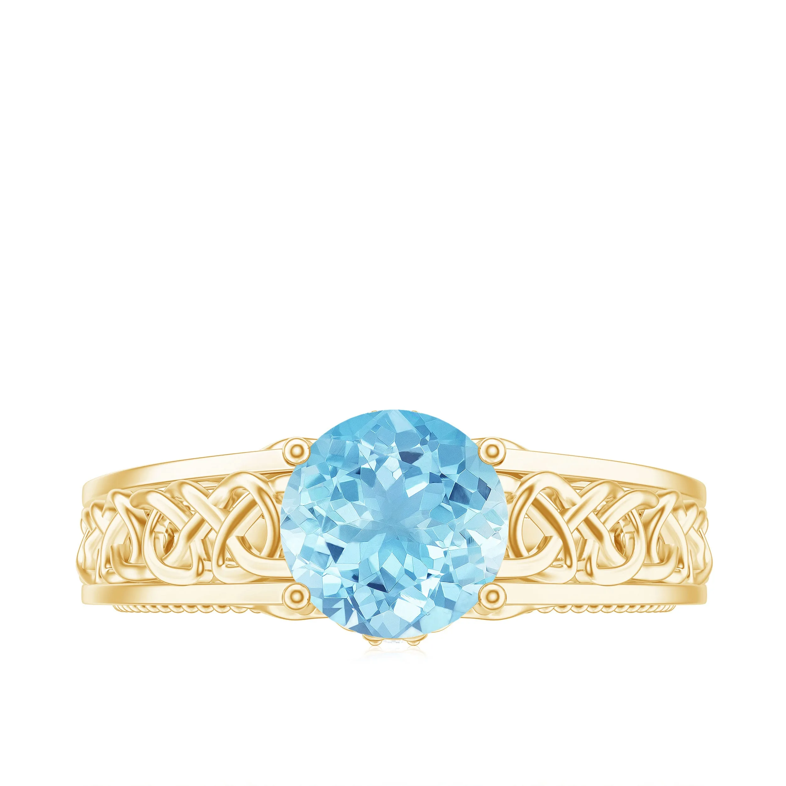 Aquamarine Celtic Solitaire Band with Diamond