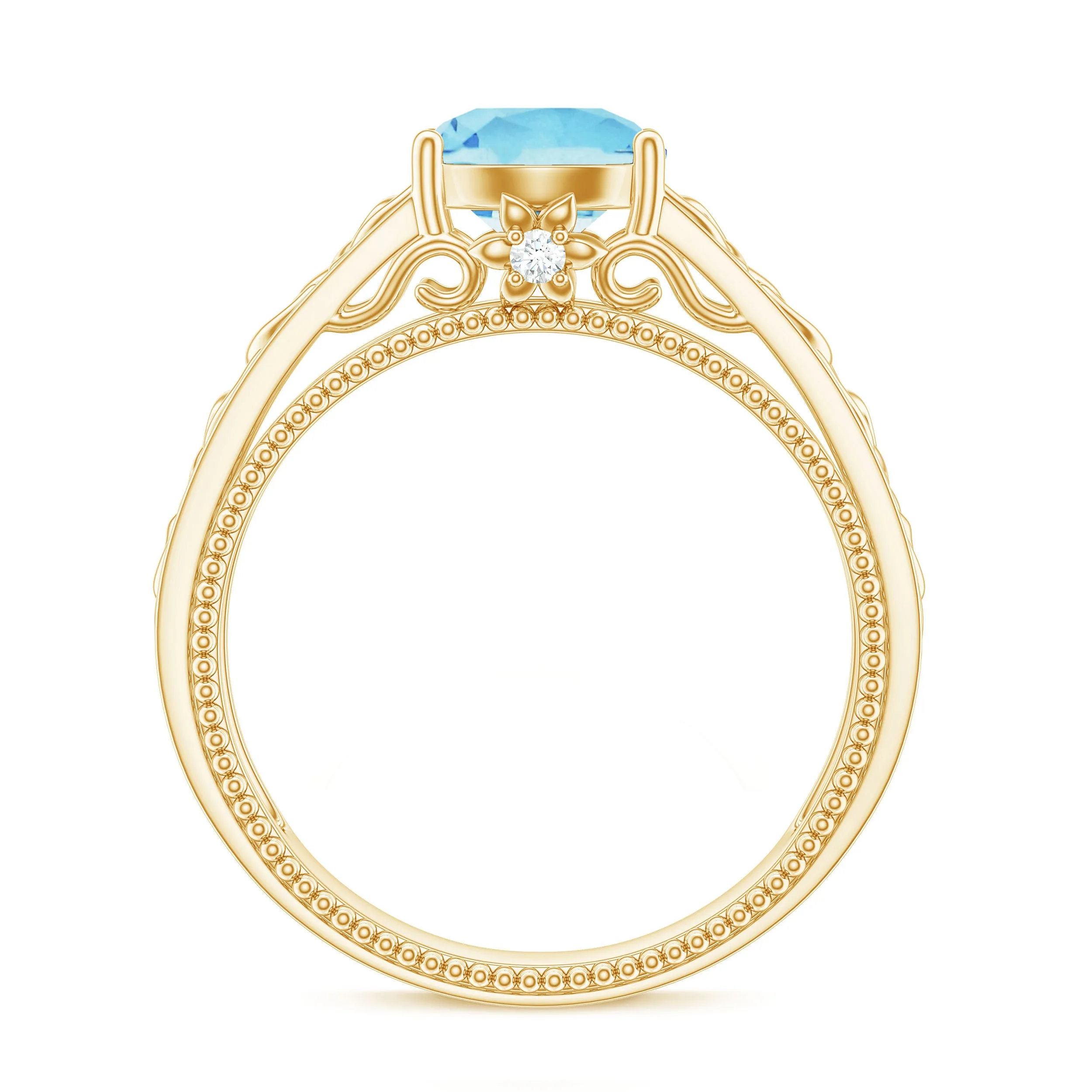 Aquamarine Celtic Solitaire Band with Diamond