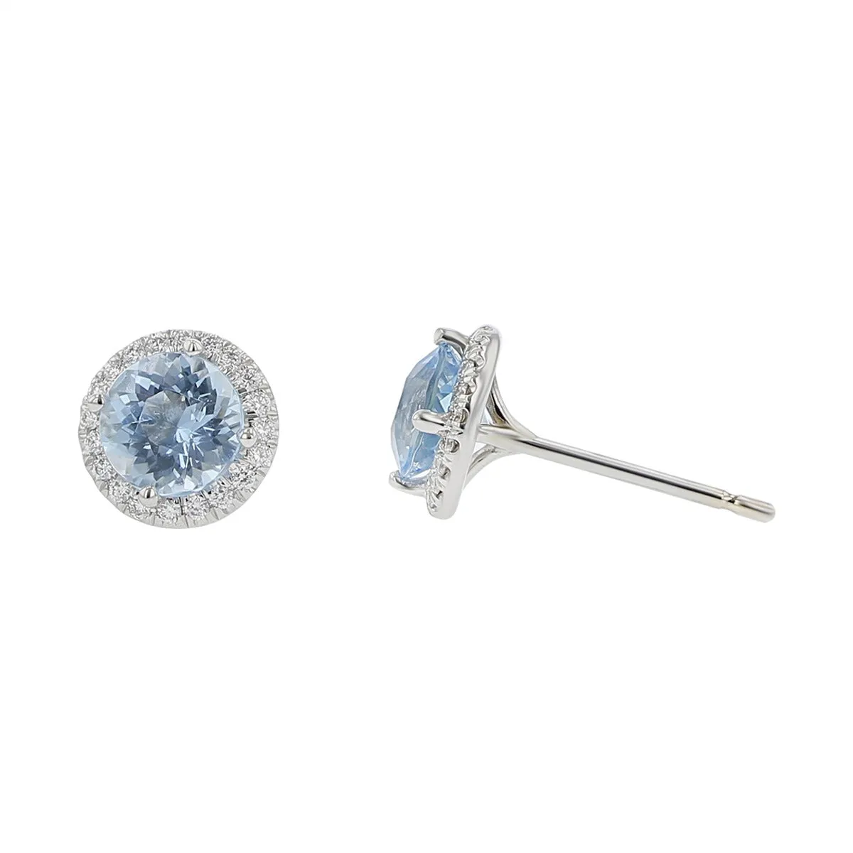 Aquamarine Halo Earrings