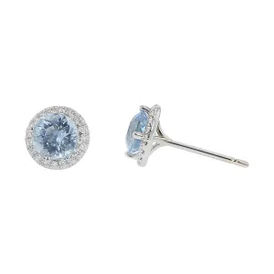 Aquamarine Halo Earrings