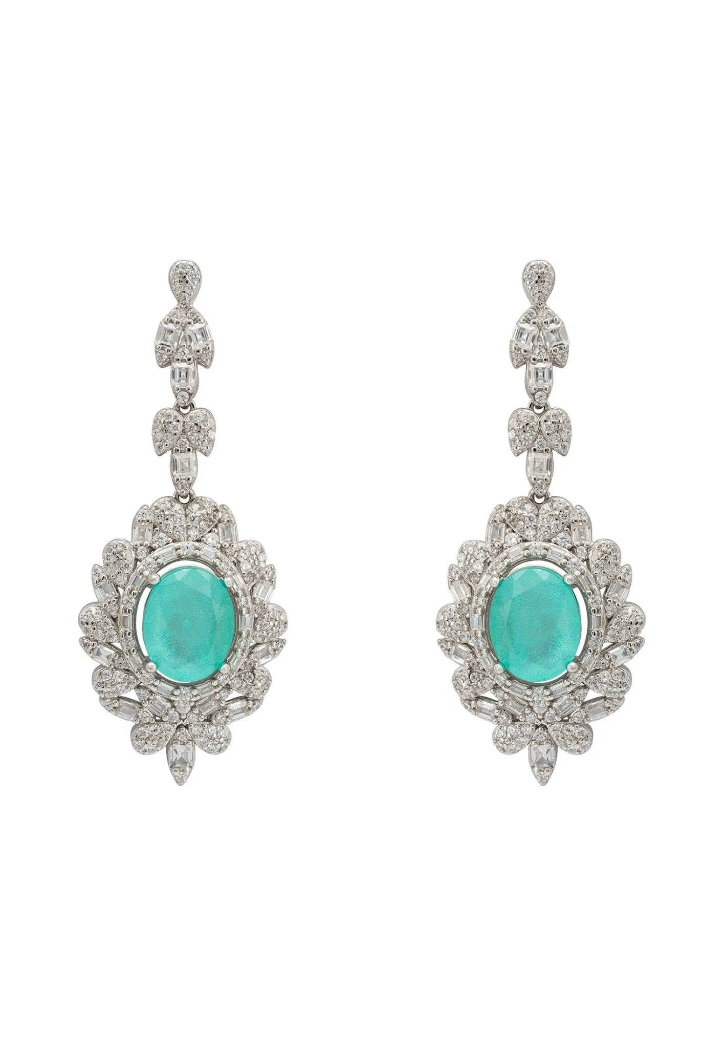 Arabesque Splendor Drop Earrings Paraiba Tourmaline Silver