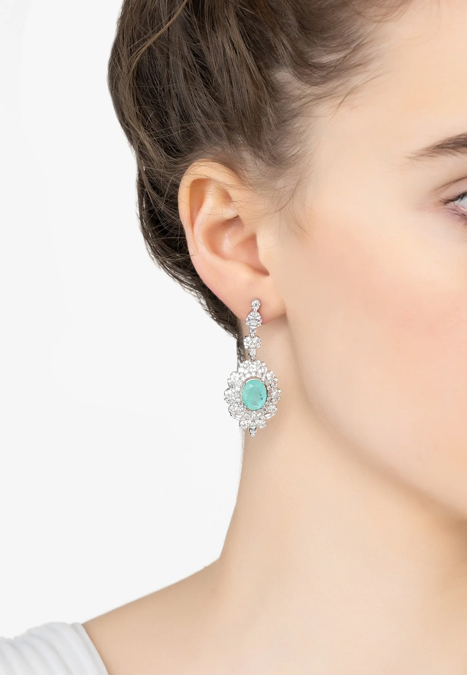 Arabesque Splendor Drop Earrings Paraiba Tourmaline Silver