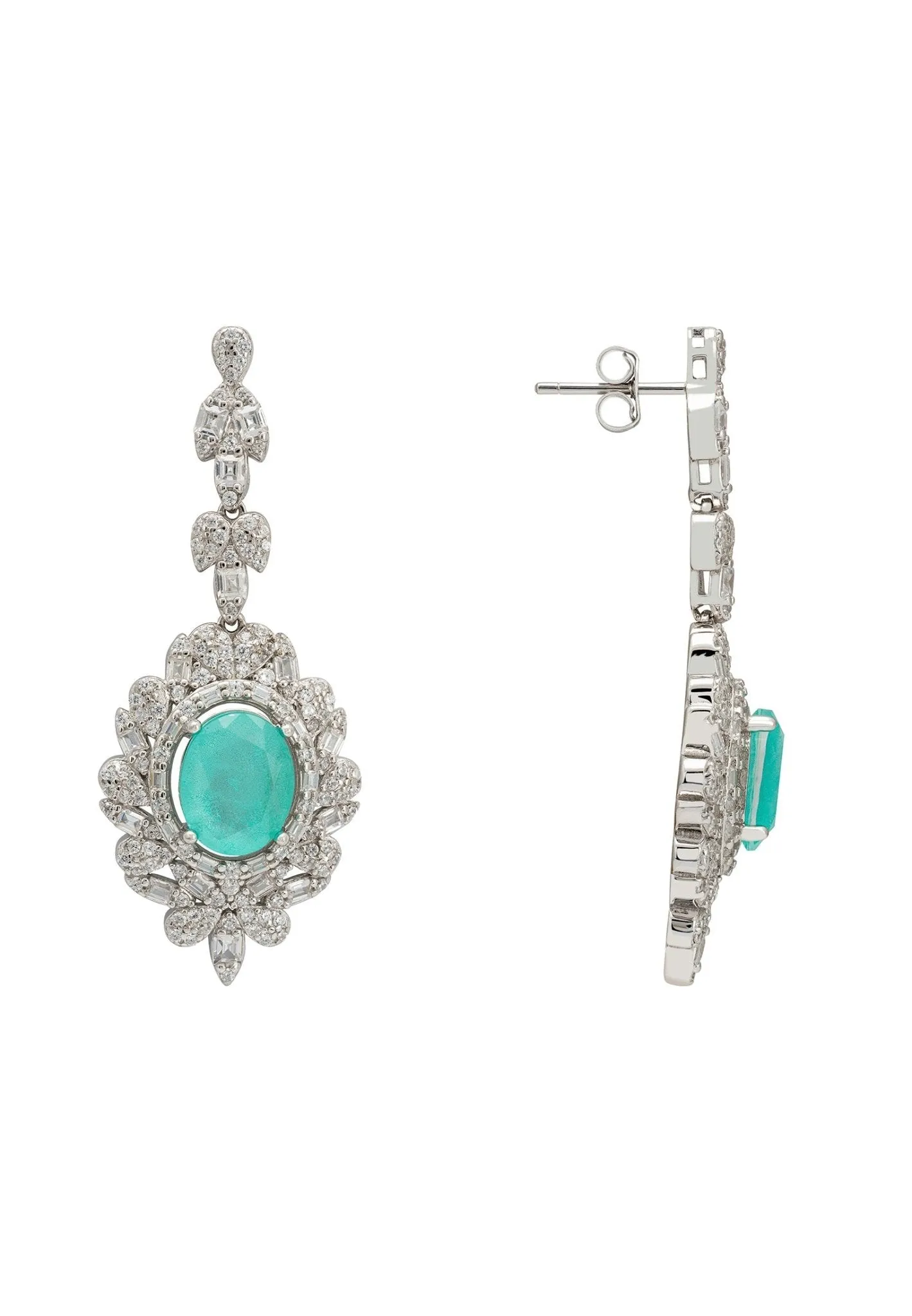 Arabesque Splendor Drop Earrings Paraiba Tourmaline Silver