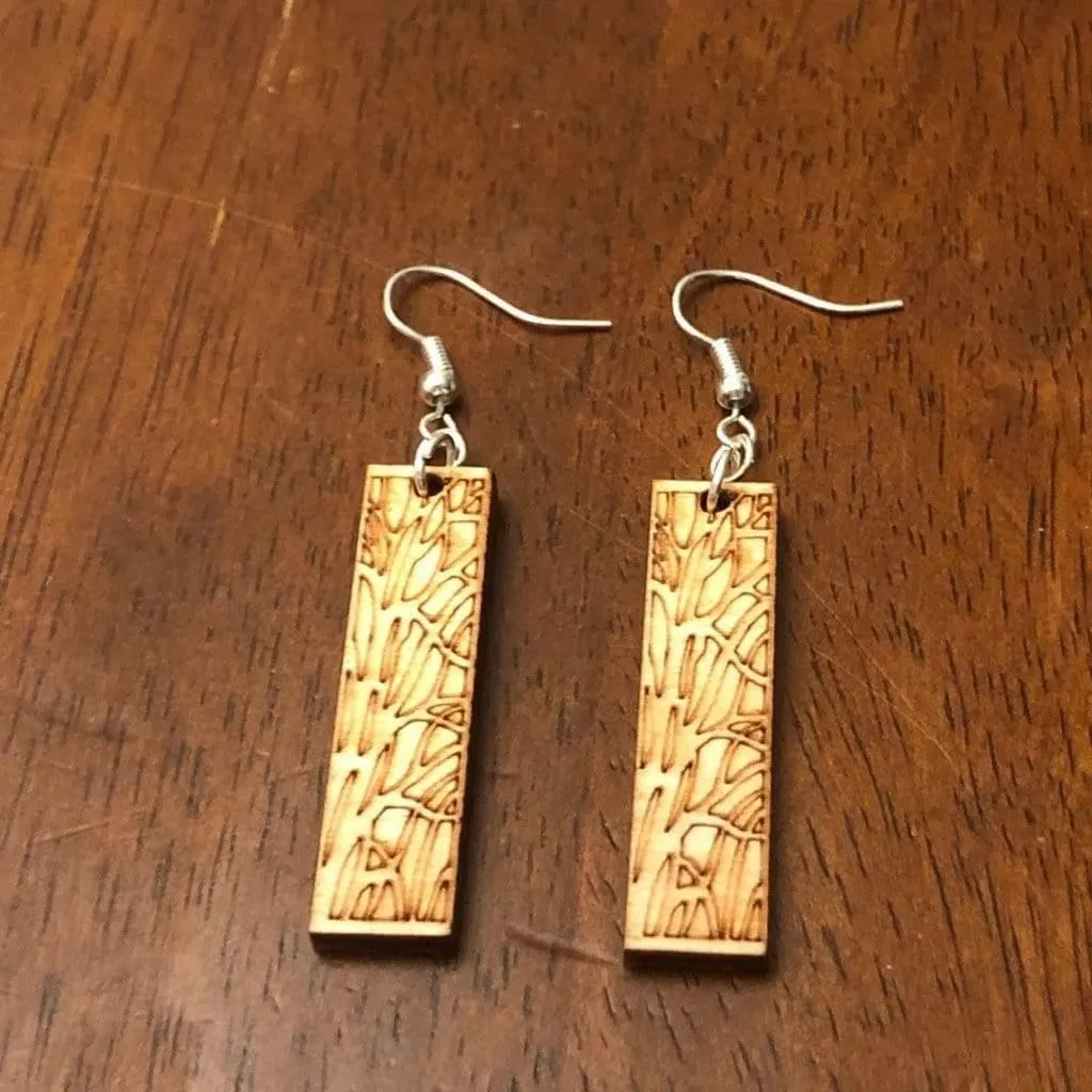 Art Nouveau Tree Bar Wooden Dangle Earrings by Cate's Concepts, LLC