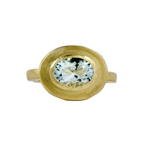 Aurelia Aquamarine & Gold Ring - Leah Abercrombie