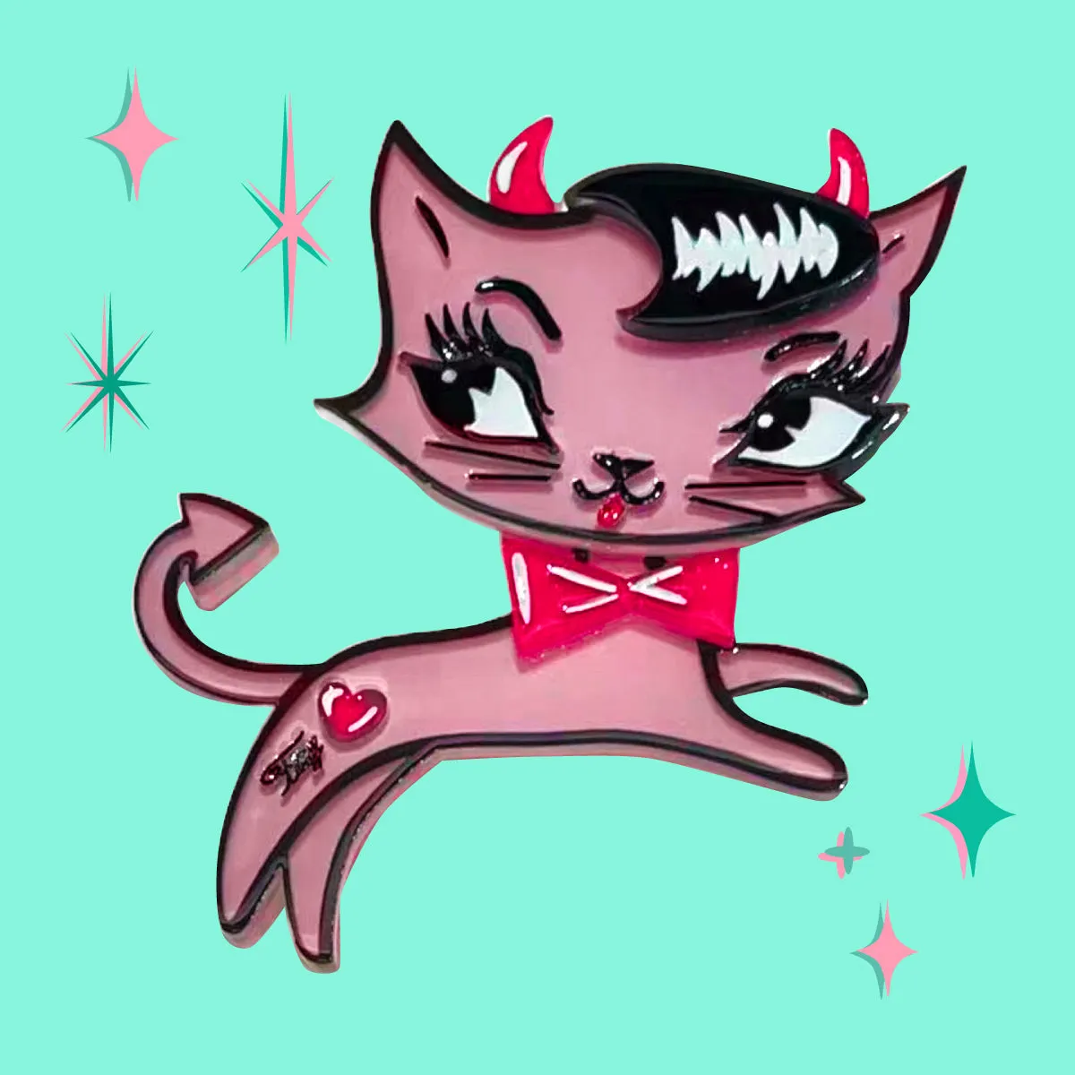 Bad Kitty Brooch by Miss Fluff x Lipstick & Chrome