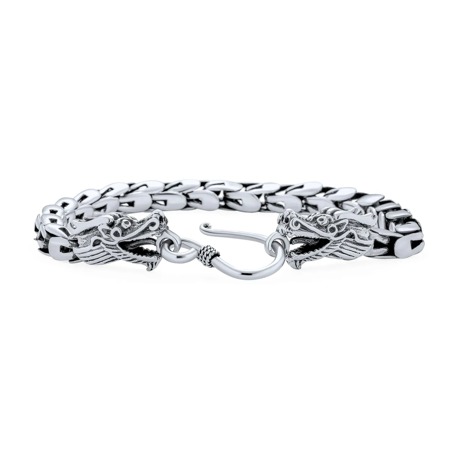 Bali Handmade Dragon Scales Chain Link Bracelet  Silver Men