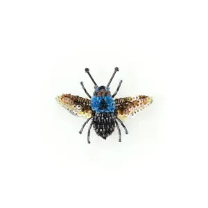 Blue Carpenter Bee Hand Embroidered Brooch