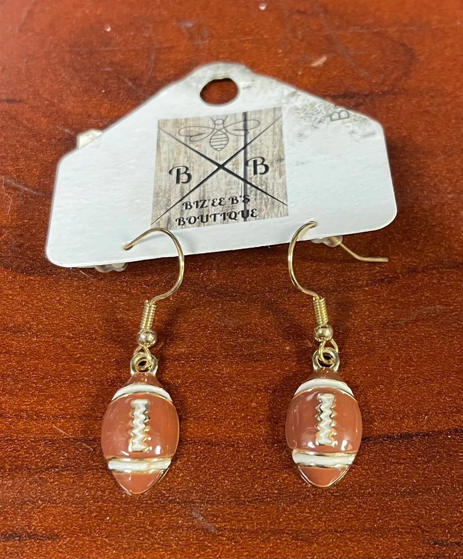 Brown Football Earrings