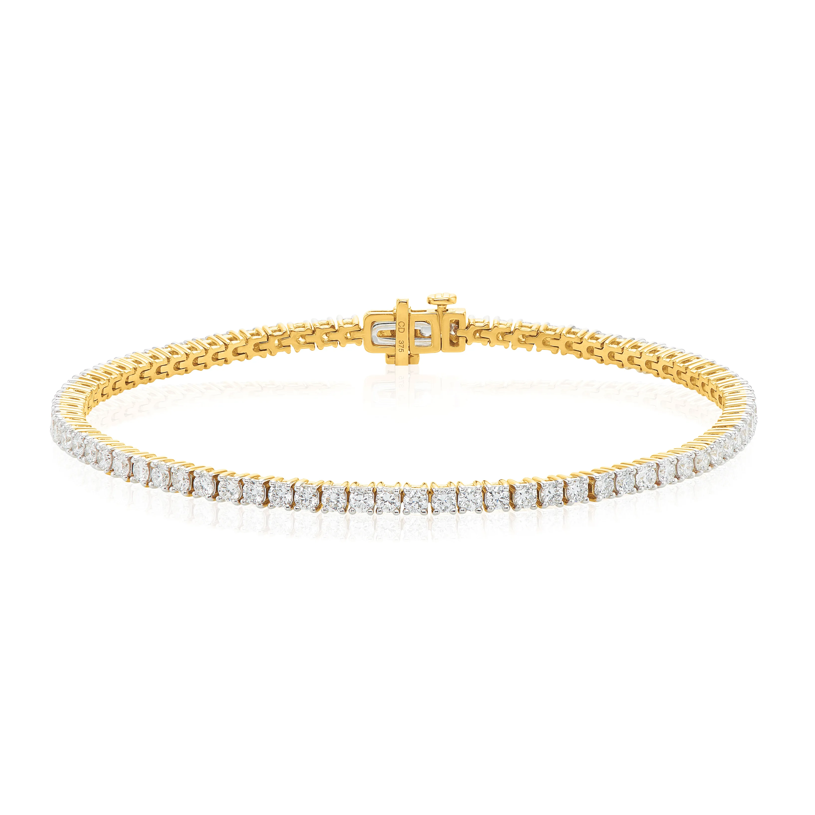 Celebration 9ct Yellow Gold Round Cut 3 Carat tw Lab Grown Tennis Diamonds Bracelet