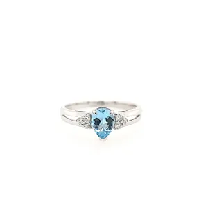 CLEARANCE - 14k White Gold Pear Aquamarine Ring (I6787)