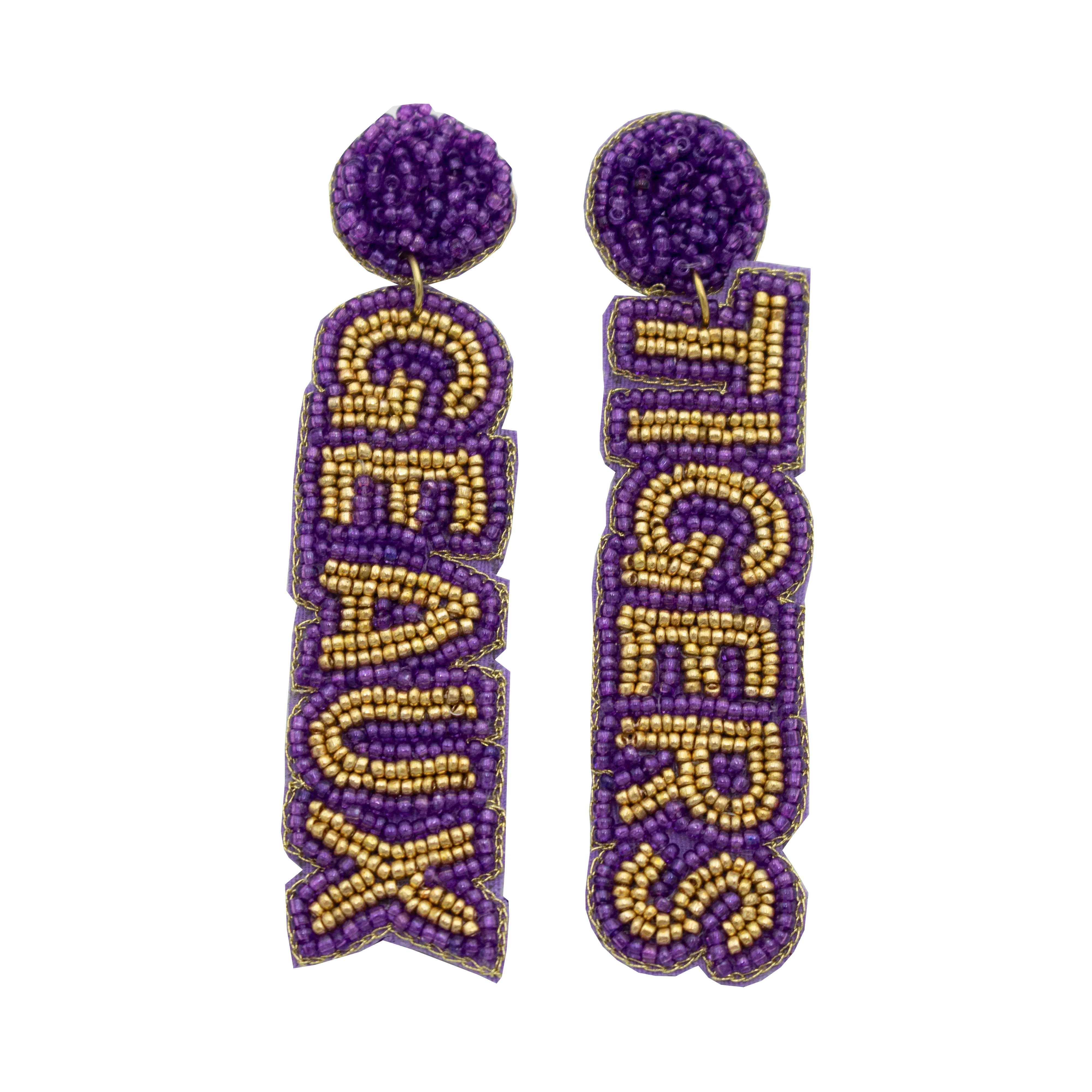 Collegiate Beaded Earrings - Louisiana State University (LSU)