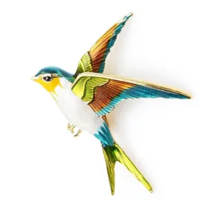 Colorful Hummingbird Enamel Brooch Pins With Rhinestone