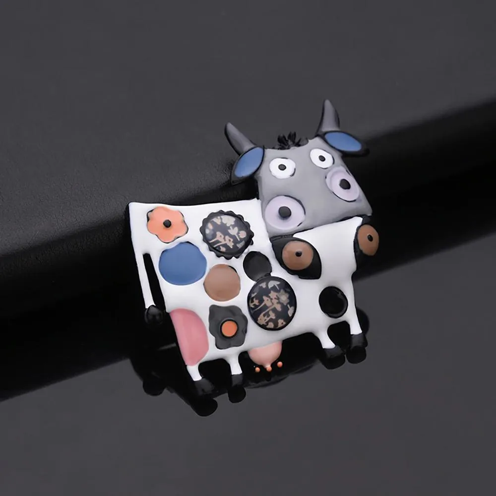 Creative Cartoon Cow Enamel Brooch Pins For Kids