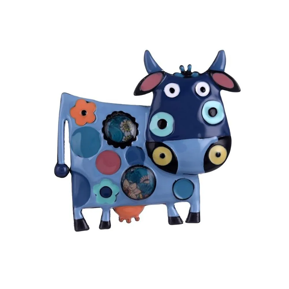 Creative Cartoon Cow Enamel Brooch Pins For Kids