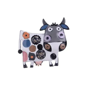 Creative Cartoon Cow Enamel Brooch Pins For Kids