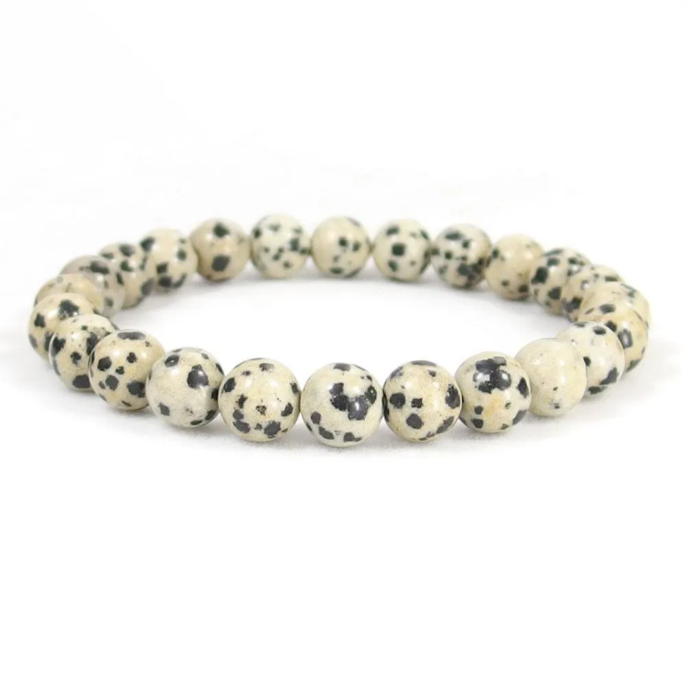 Dalmatian Jasper Beaded Crystal Bracelet