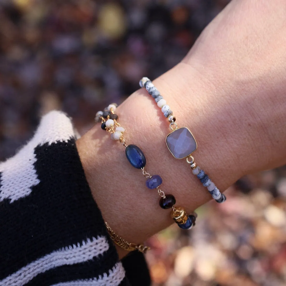 Dendritic Opal & Gray Moonstone Bracelet