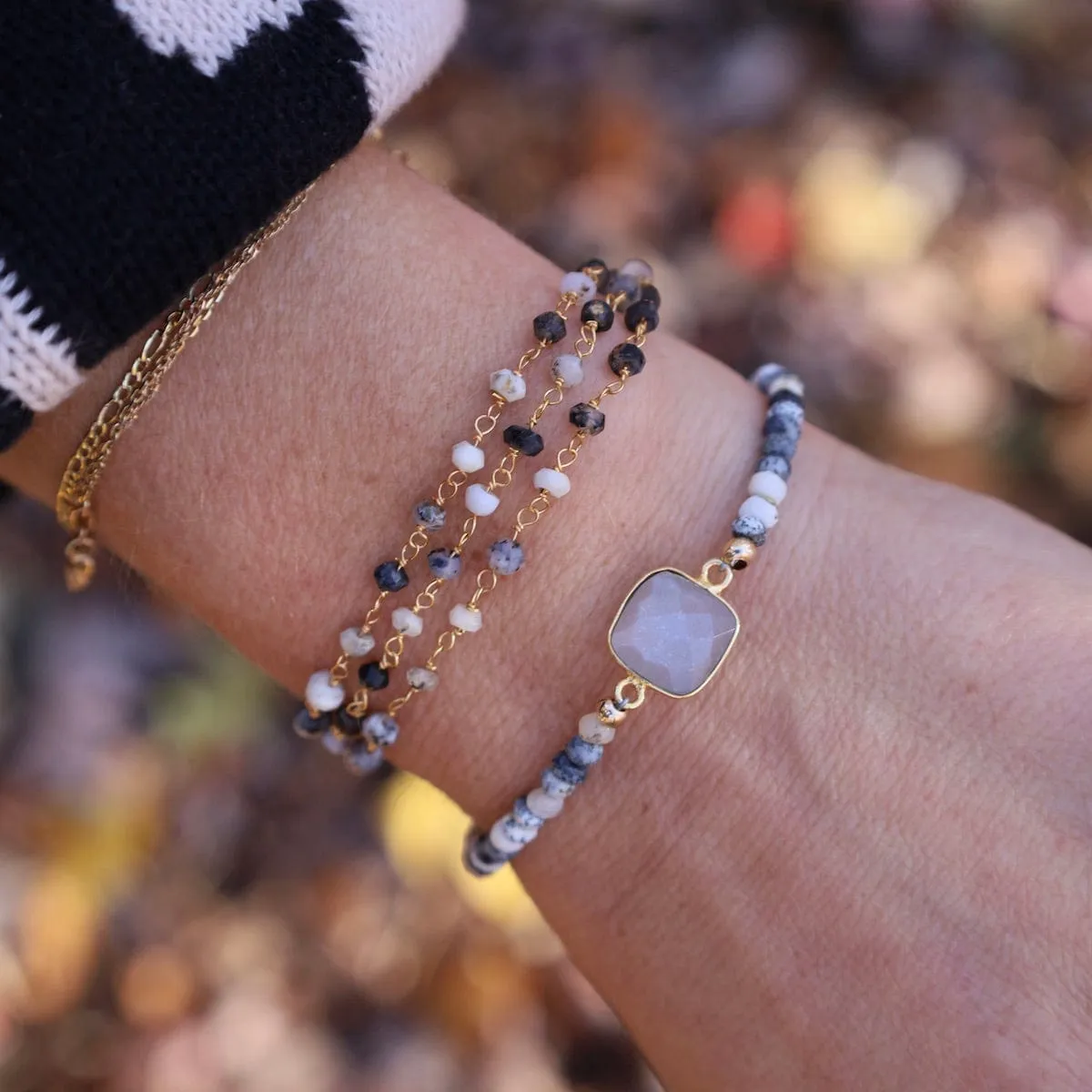 Dendritic Opal & Gray Moonstone Bracelet