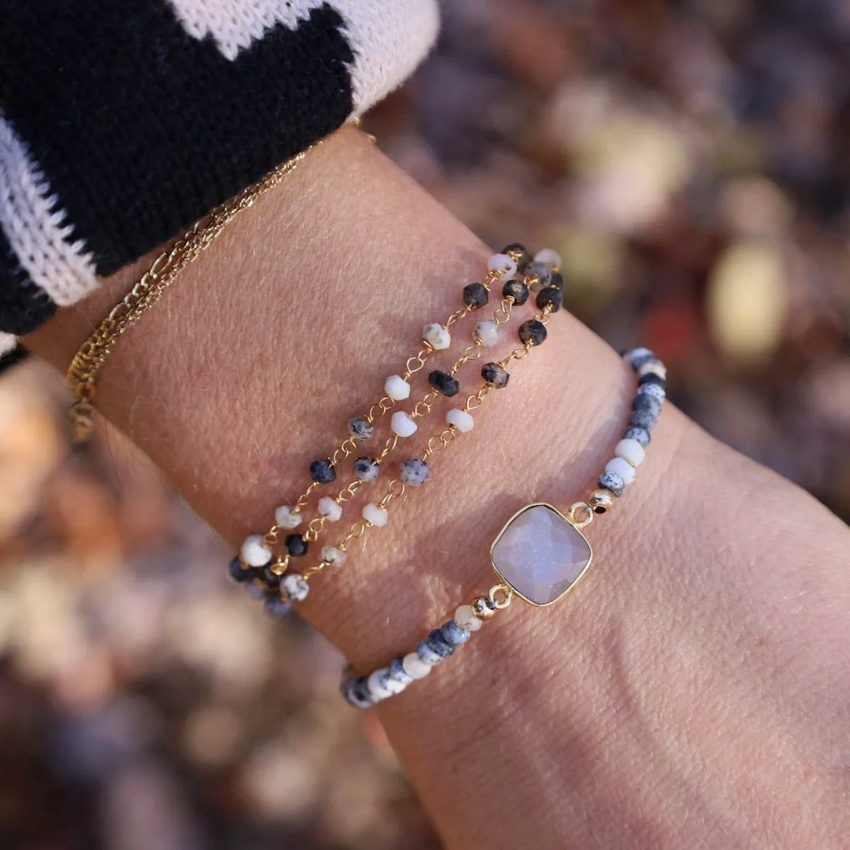 Dendritic Opal & Gray Moonstone Bracelet