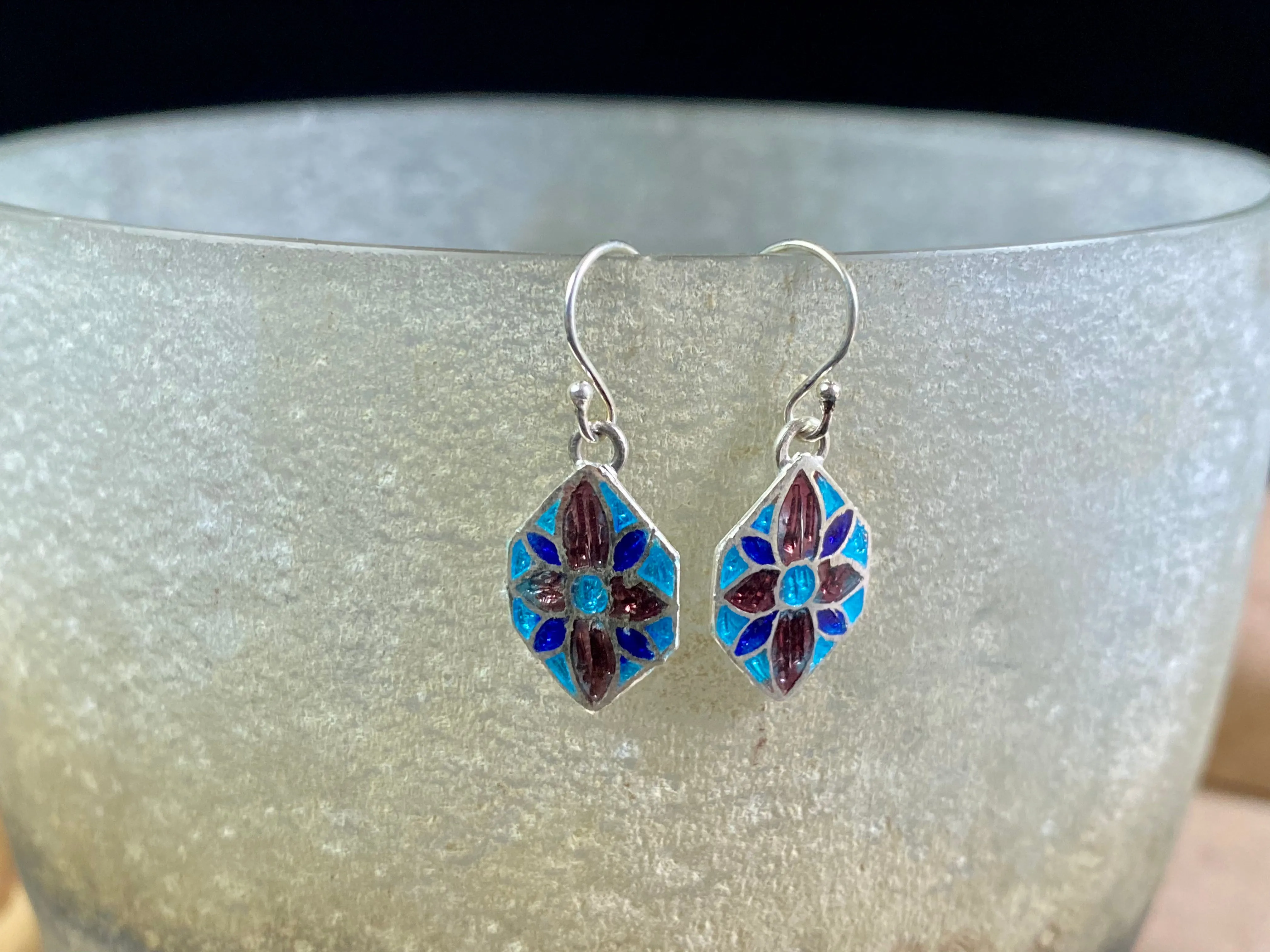 Enamel Silver Earrings