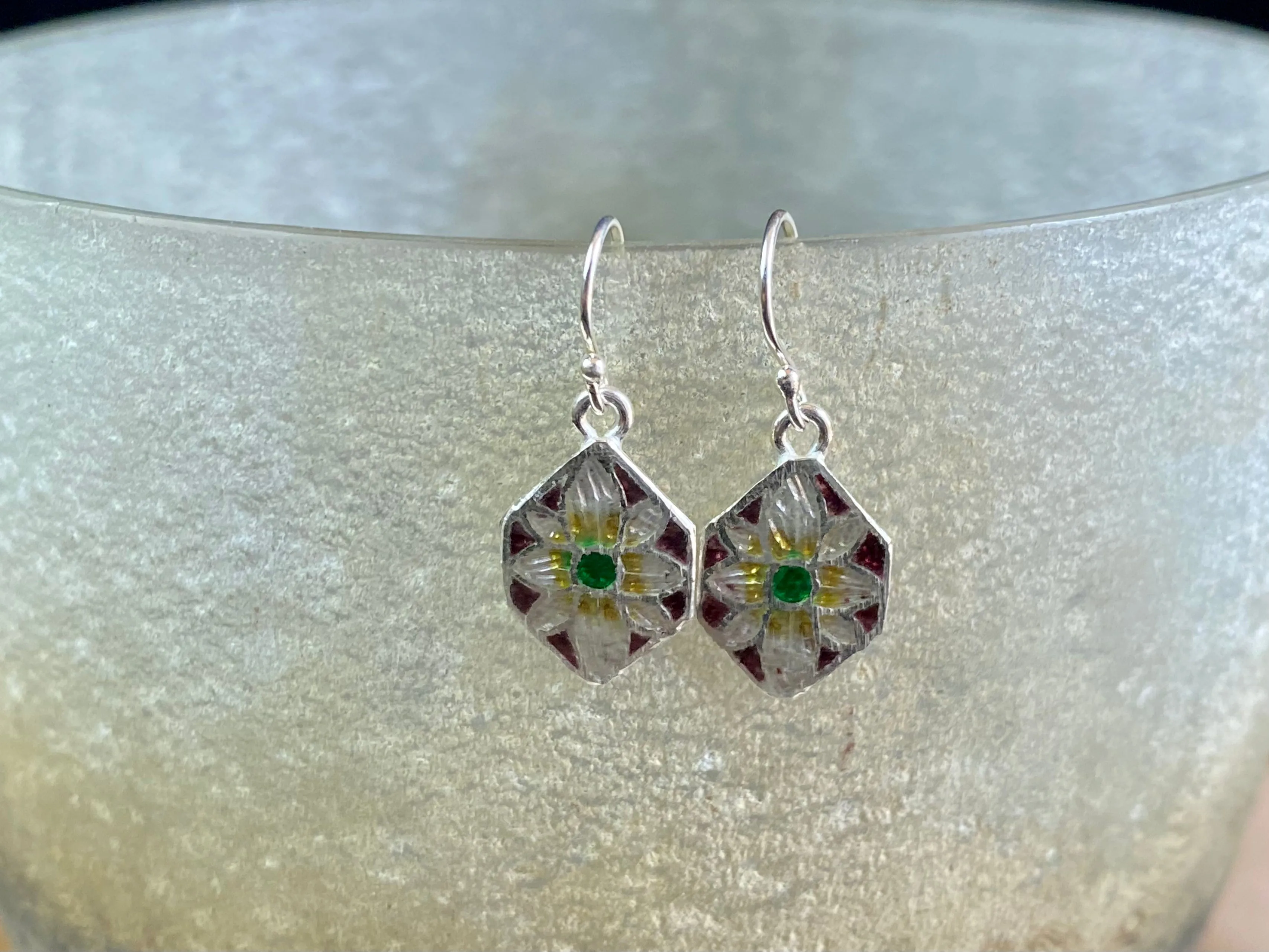 Enamel Silver Earrings