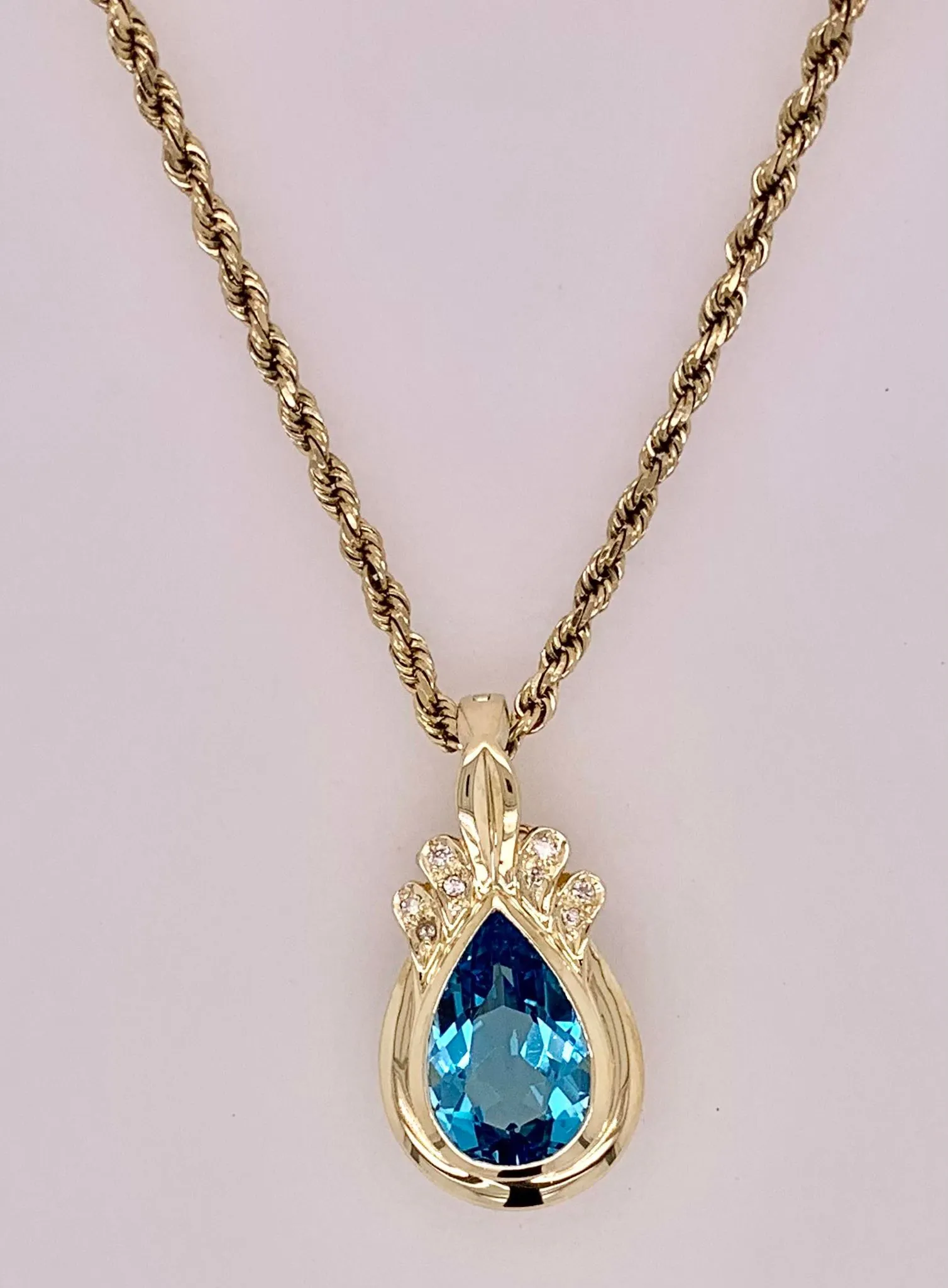 Estate Blue Topaz Pendant/Pearl Enhancer