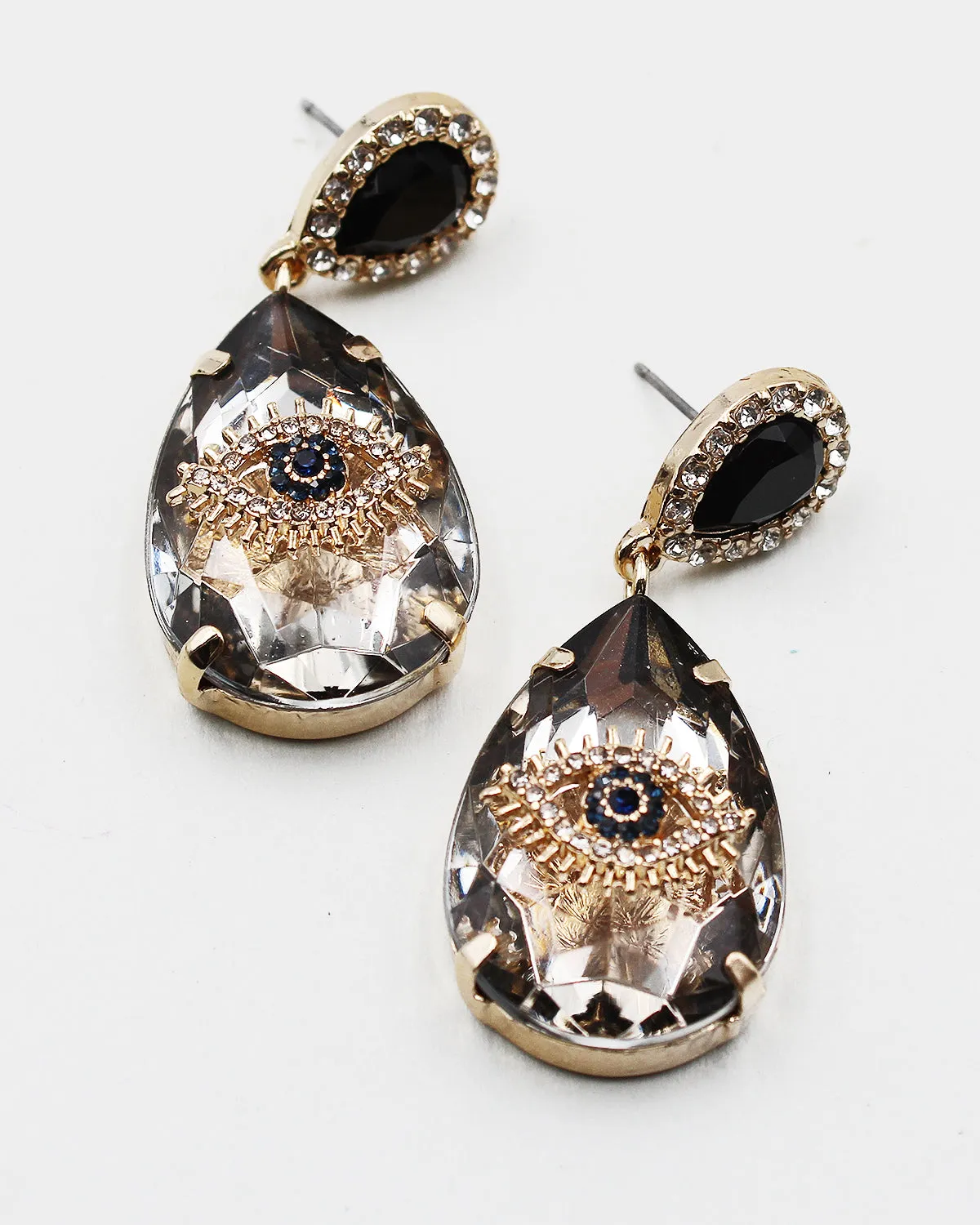 Evil Eye Crystal Dangle Earrings