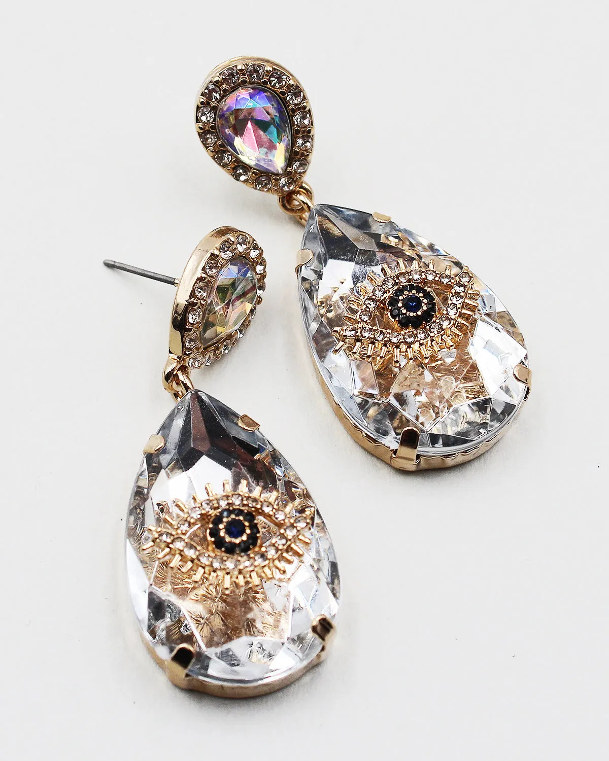 Evil Eye Crystal Dangle Earrings