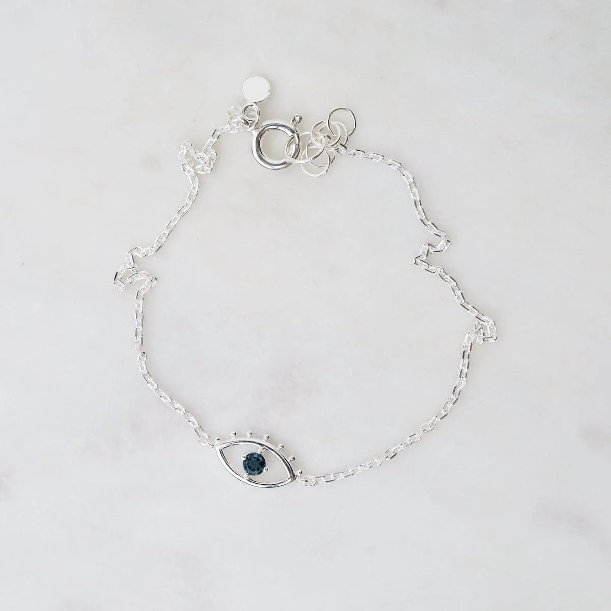 Evil Eye with Lashes Bracelet - London Blue Topaz