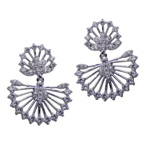 Fan Style Silver Earrings