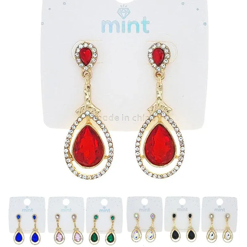 Fashion Rhinestone Dangle Earrings 47089 (12 units)