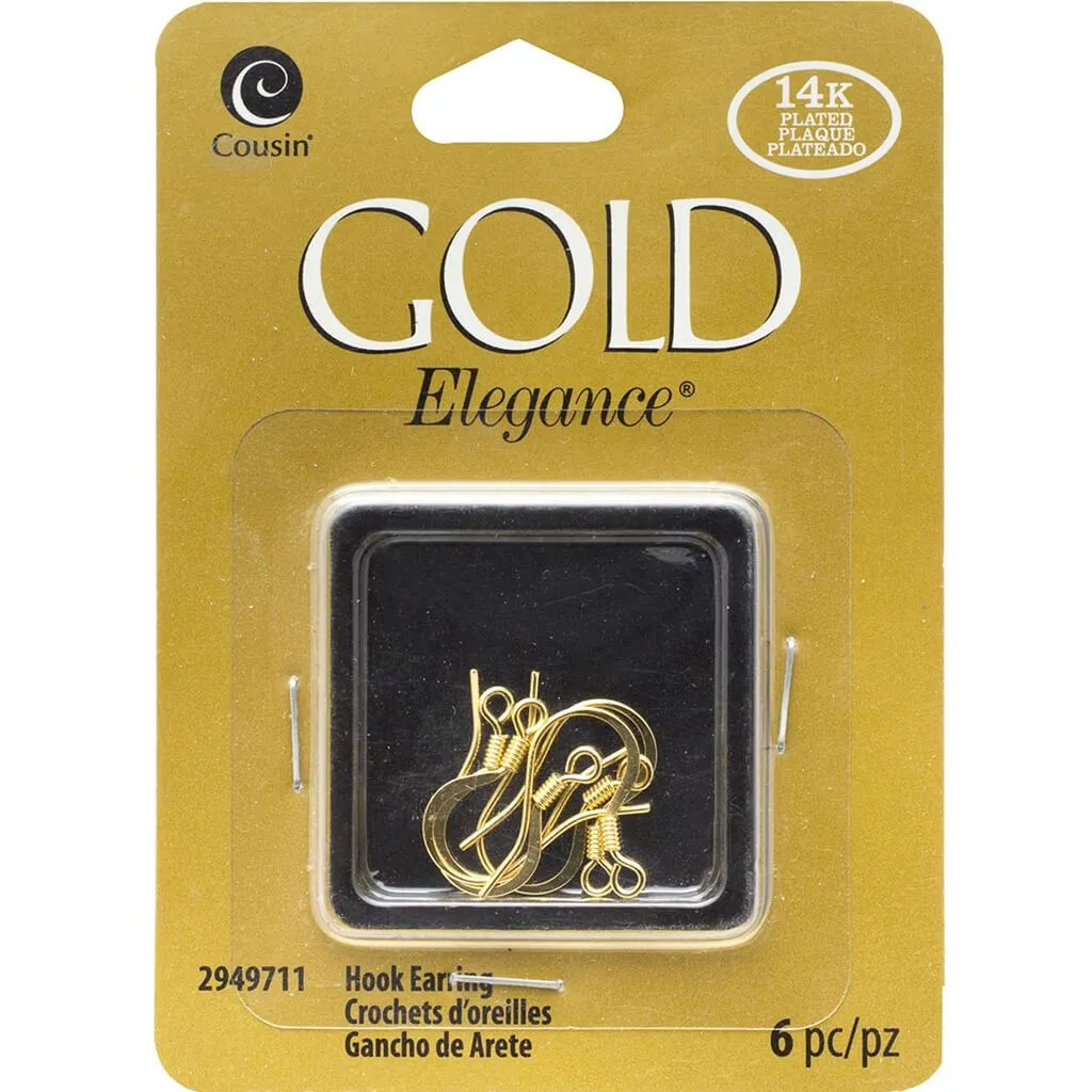 Fish Hook Earring Gold Plated 6pc