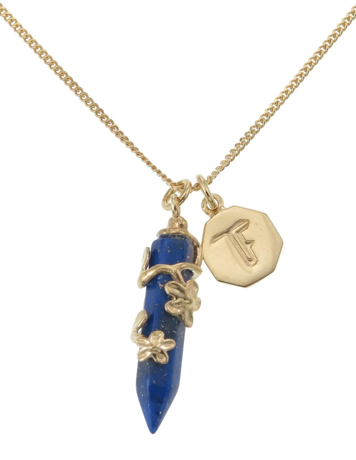 FLOWERING VINE NECKLACE - LAPIS LAZULI - GOLD