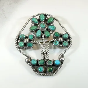 Funky Turquoise Flower Basket Brooch