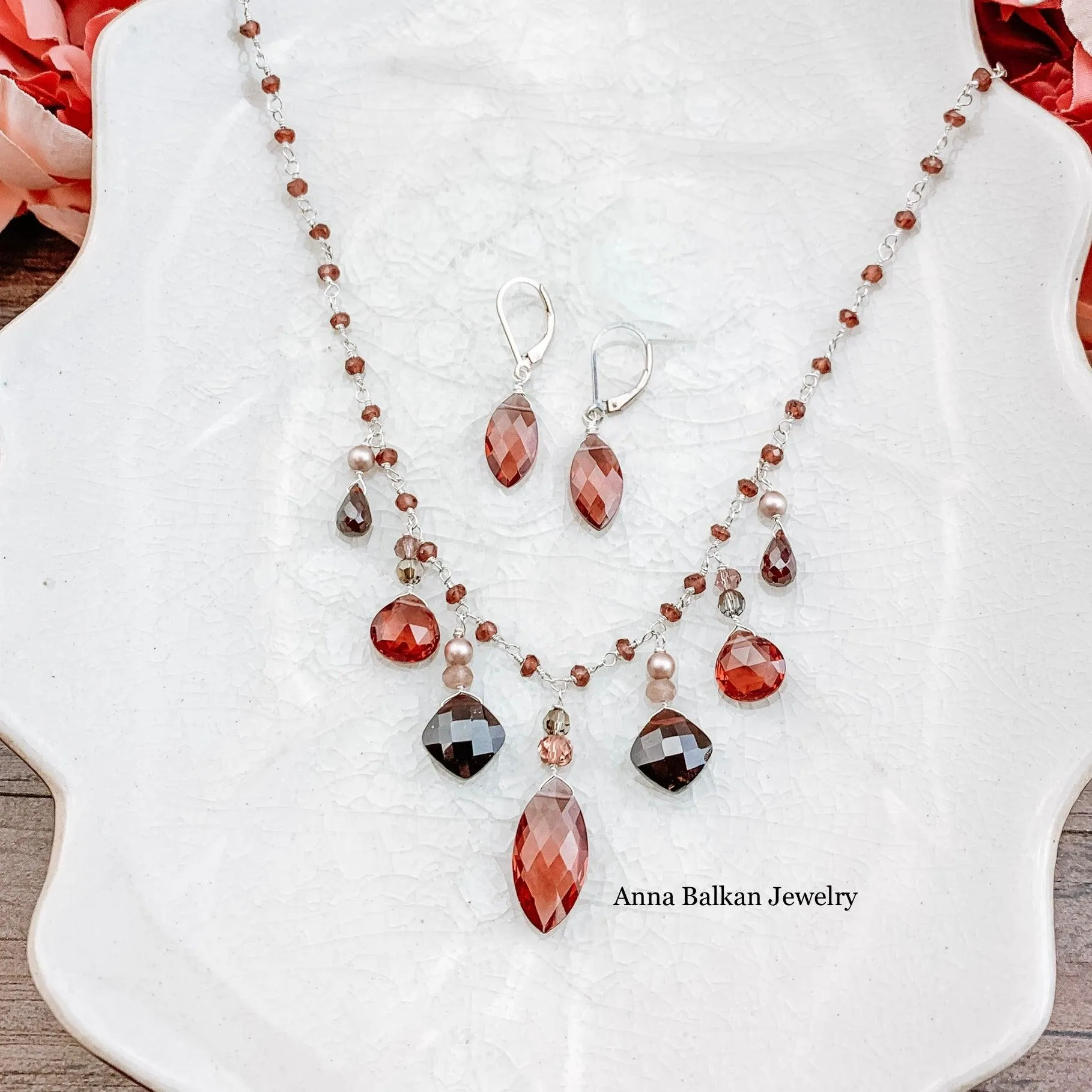 Garnets Draping Boho Jewelry