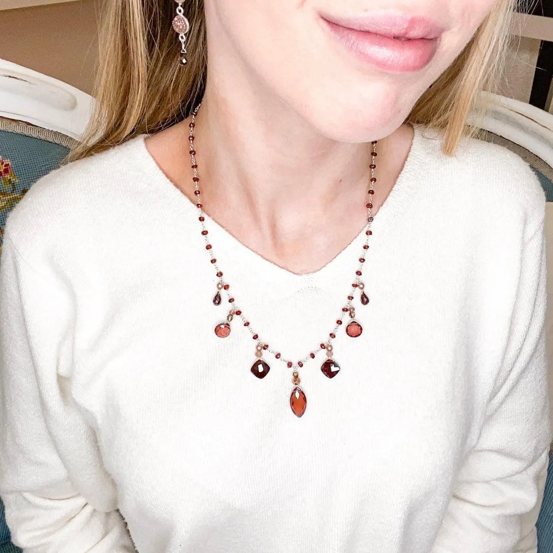 Garnets Draping Boho Jewelry