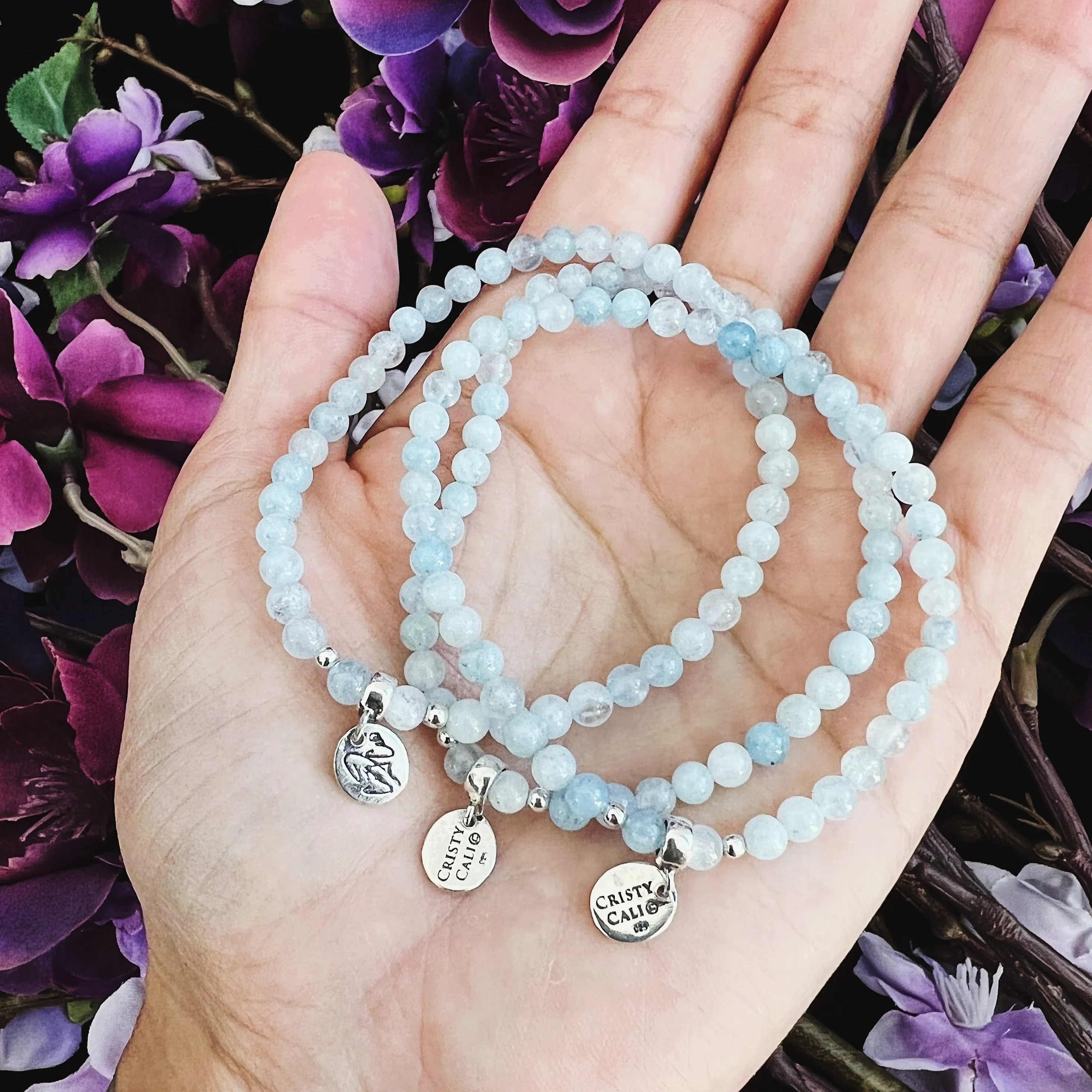 Give Me Courage Aquamarine Signature Stretch Bracelet