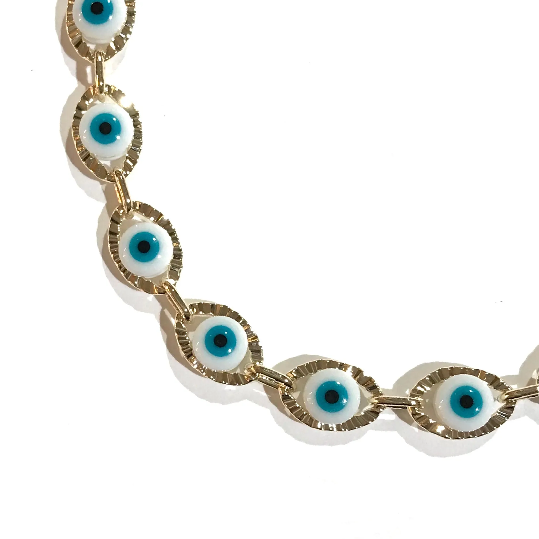 Gold Filled Evil Eye Diamond Cut Bracelet