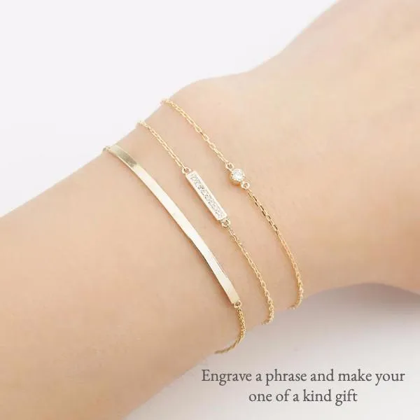 Gold Streaks Bar Bracelet (Engraving option)