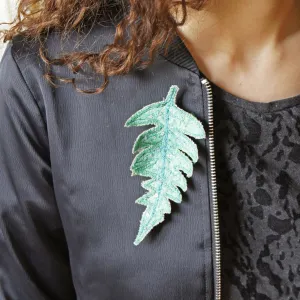 Green Fern Leaf Brooch