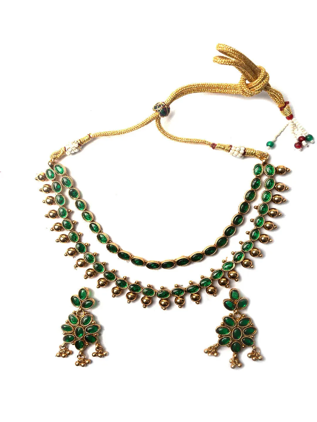 Green Kemp Double Line Necklace Set