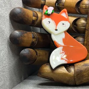 Handmade Acrylic Art Brooch - The Divine Miss Fox