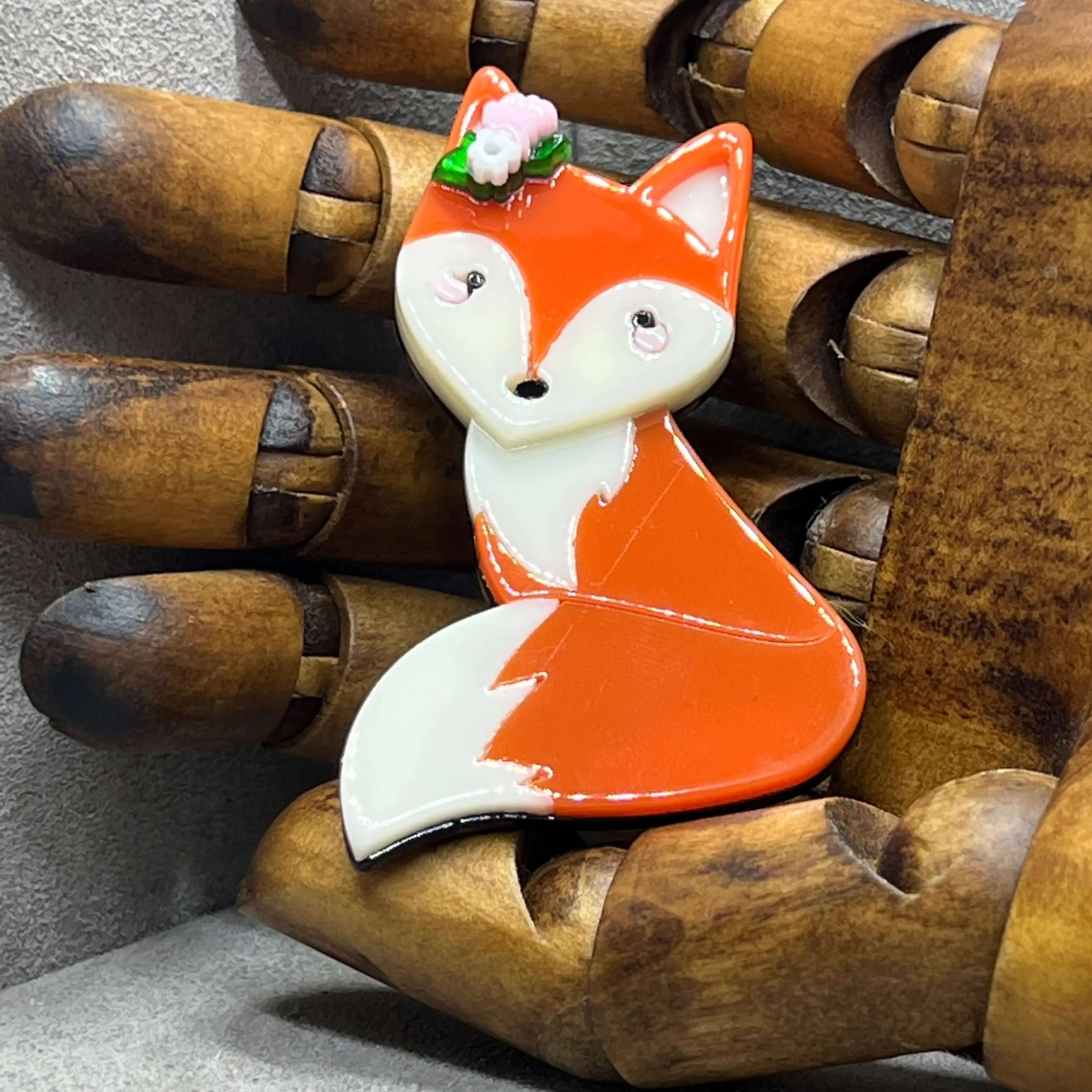 Handmade Acrylic Art Brooch - The Divine Miss Fox