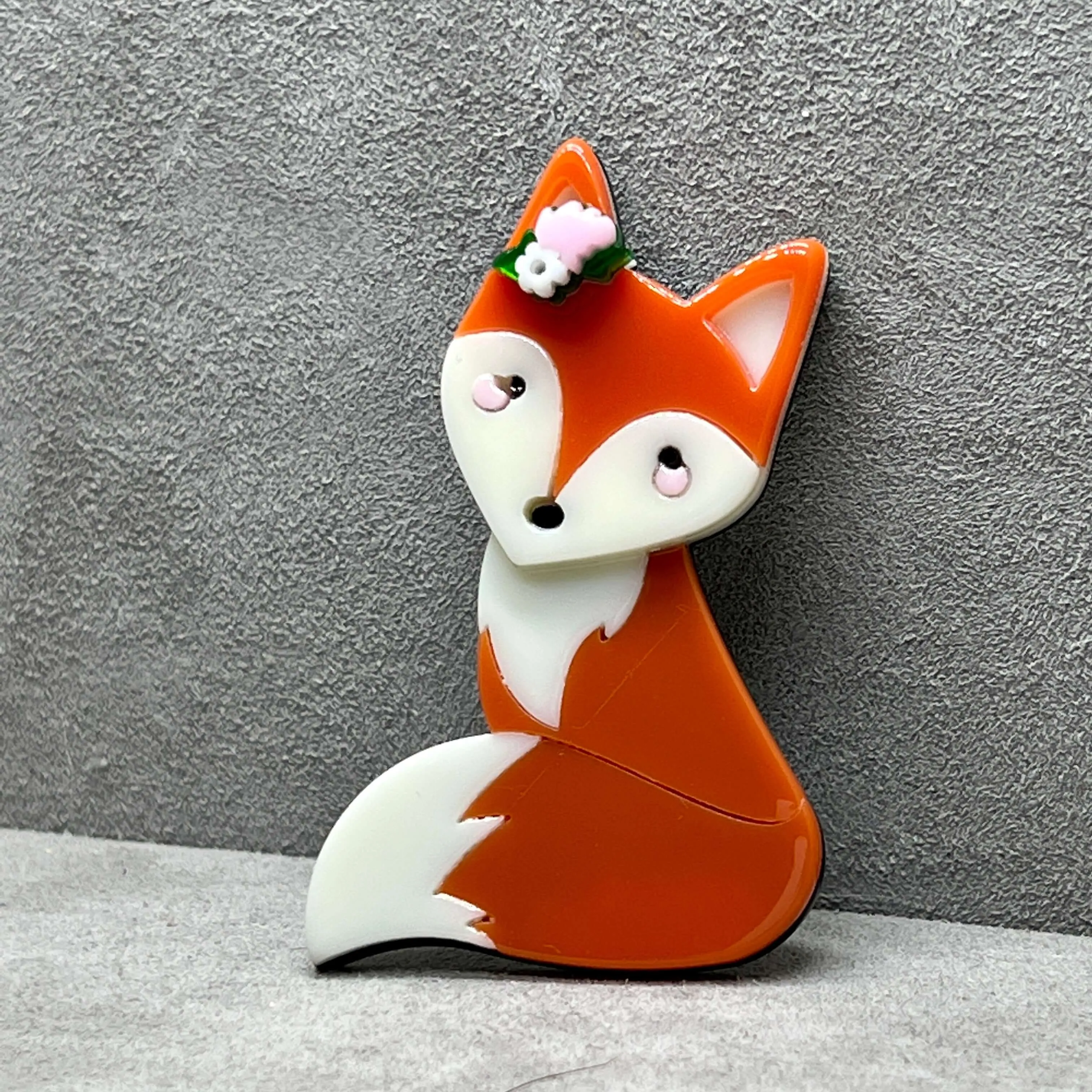 Handmade Acrylic Art Brooch - The Divine Miss Fox